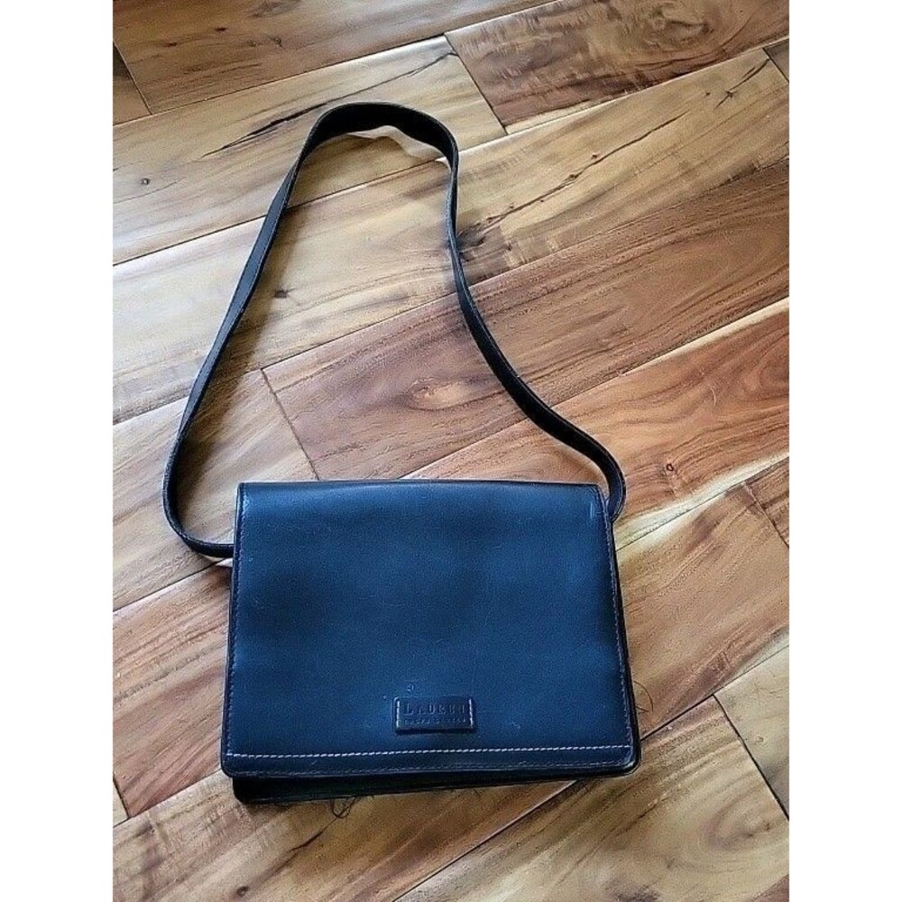 Lauren Ralph Lauren Vintage Black Leather Structured Shoulder Bag Purse